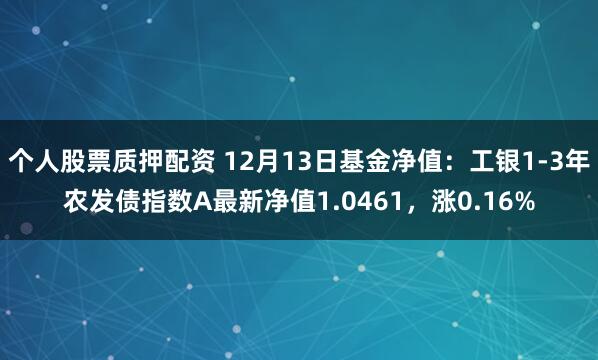 个人股票质押配资 12月13日基金净值：工银1-3年农发债指数A最新净值1.0461，涨0.16%