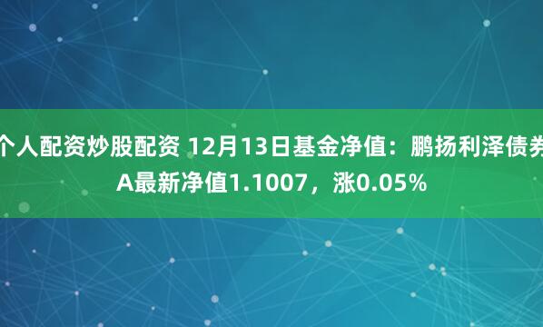 个人配资炒股配资 12月13日基金净值：鹏扬利泽债券A最新净值1.1007，涨0.05%