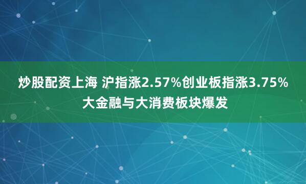 炒股配资上海 沪指涨2.57%创业板指涨3.75% 大金融与大消费板块爆发